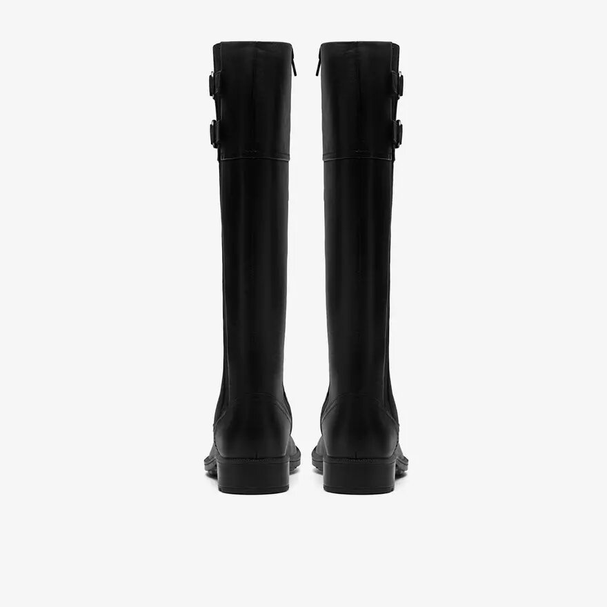 Adalynn Hope Kniehohe Stiefel für Damen aus schwarzem Leder Adalynn Hope Kniehohe Stiefel für Damen aus schwarzem Leder