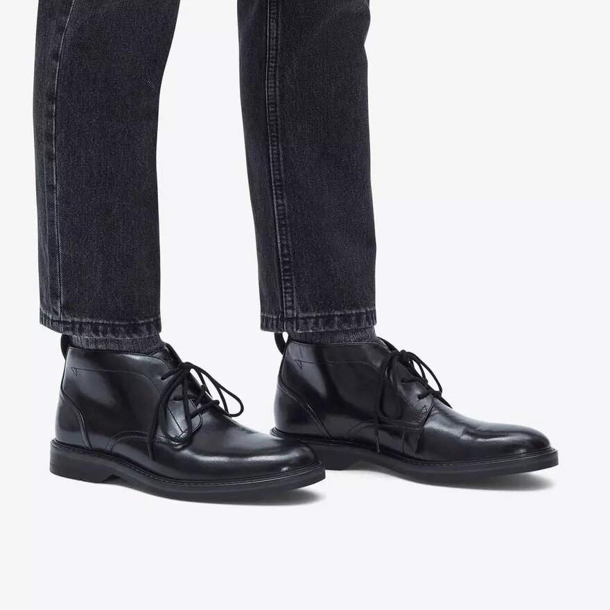 Aldwin Chukka Herrenstiefel aus schwarzem Leder – US Aldwin Chukka Herrenstiefel aus schwarzem Leder – US