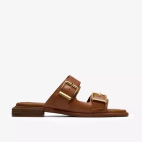 Ariany Bay – flache Sandalen aus hellbraunem Leder für Damen