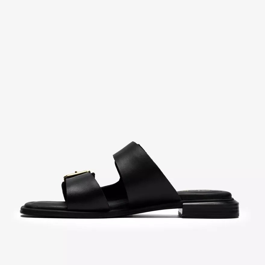 Ariany Bay – flache Sandalen aus schwarzem Leder für Damen Ariany Bay – flache Sandalen aus schwarzem Leder für Damen