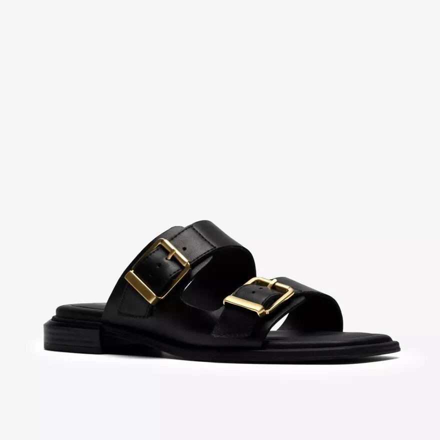 Ariany Bay – flache Sandalen aus schwarzem Leder für Damen Ariany Bay – flache Sandalen aus schwarzem Leder für Damen