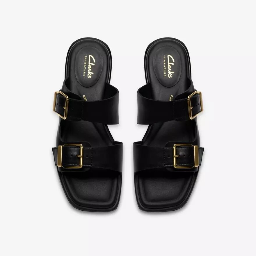 Ariany Bay – flache Sandalen aus schwarzem Leder für Damen Ariany Bay – flache Sandalen aus schwarzem Leder für Damen