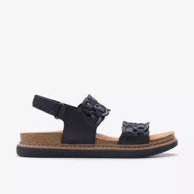 Arwell Glide – Schwarze Kombi-Flache Sandalen für Damen
