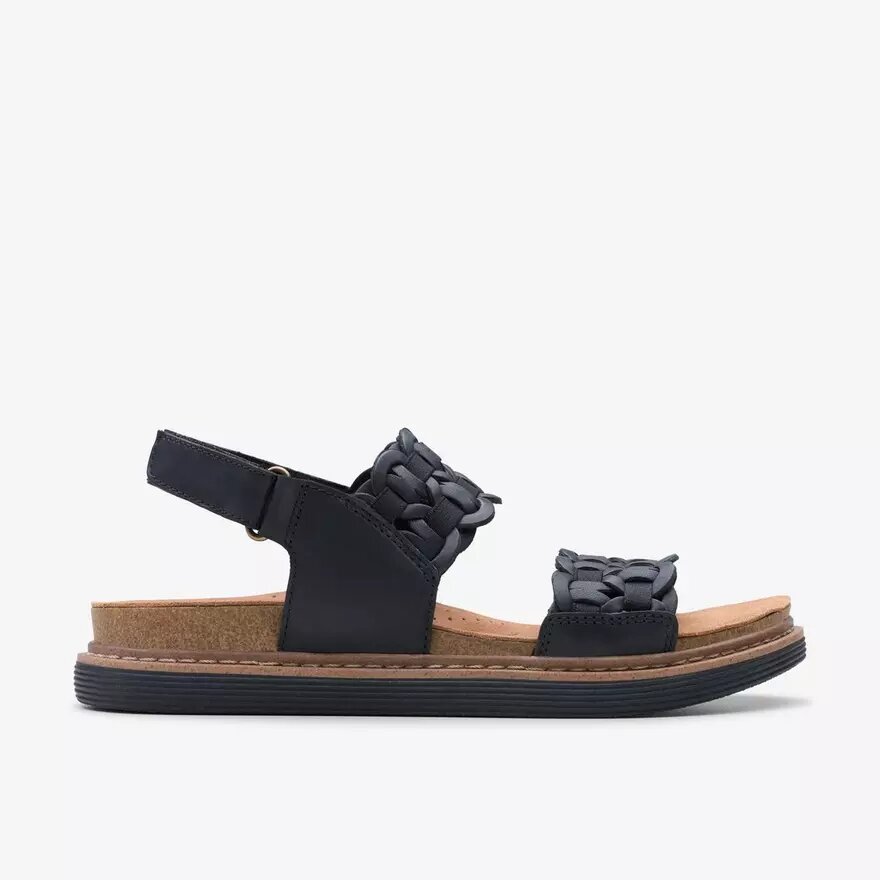 Arwell Glide – Schwarze Kombi-Flache Sandalen für Damen Arwell Glide – Schwarze Kombi-Flache Sandalen für Damen