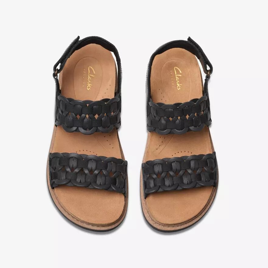 Arwell Glide – Schwarze Kombi-Flache Sandalen für Damen Arwell Glide – Schwarze Kombi-Flache Sandalen für Damen