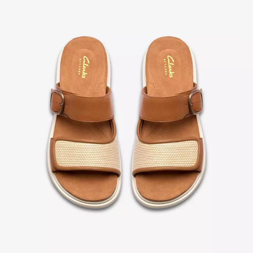 Arwell Step – flache Damensandalen aus hellbraunem Leder Arwell Step – flache Damensandalen aus hellbraunem Leder