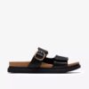 Arwell Step – flache Damensandalen aus schwarzem Leder Arwell Step – flache Damensandalen aus schwarzem Leder
