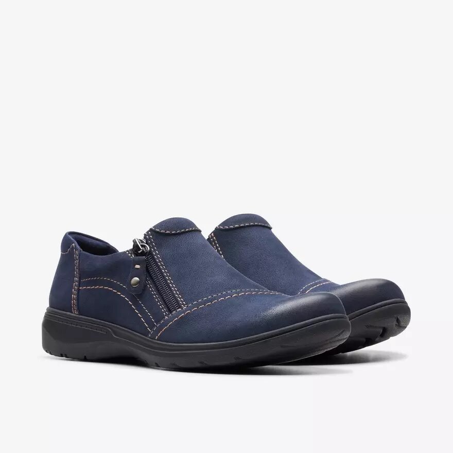 Carleigh Ray Damen-Slip-Ons aus marineblauem Nubukleder Carleigh Ray Damen-Slip-Ons aus marineblauem Nubukleder
