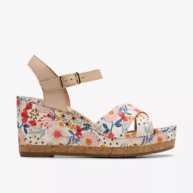 Chicly Floral – Weiße Keilabsatzschuhe für Damen