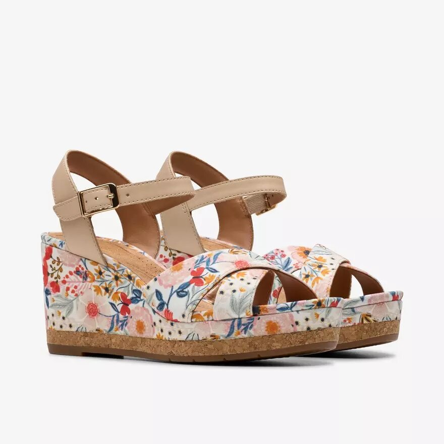 Chicly Floral – Weiße Keilabsatzschuhe für Damen Chicly Floral – Weiße Keilabsatzschuhe für Damen