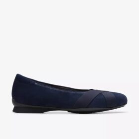 Damen-Ballerinas „Jazmynn Gem“ aus marineblauem Wildleder