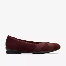 Damen-Ballerinas „Jazmynn Gem“ aus merlotfarbenem Wildleder