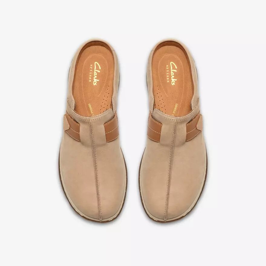 Damen-Clog „Orlene“ in Taupe – Nubuk-Clogs & Pantoletten Damen-Clog „Orlene“ in Taupe – Nubuk-Clogs & Pantoletten