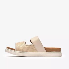 Damen-Flache Sandalen „Arwell Step“ aus cremefarbenem Leder