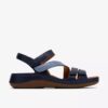 Damen-Flache Sandalen „Cecily Mix“ in Blau mit kombiniertem Obermaterial Damen-Flache Sandalen „Cecily Mix“ in Blau mit kombiniertem Obermaterial