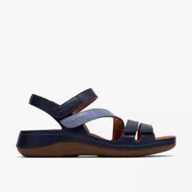 Damen-Flache Sandalen „Cecily Mix“ in Blau mit kombiniertem Obermaterial