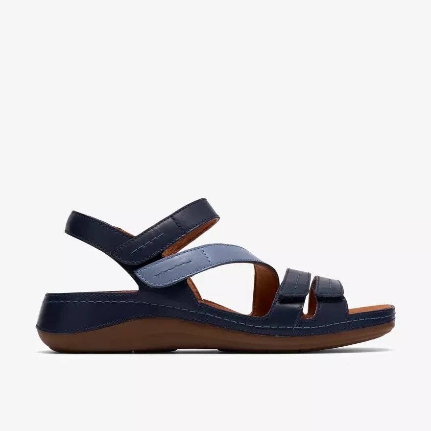 Damen-Flache Sandalen „Cecily Mix“ in Blau mit kombiniertem Obermaterial Damen-Flache Sandalen „Cecily Mix“ in Blau mit kombiniertem Obermaterial