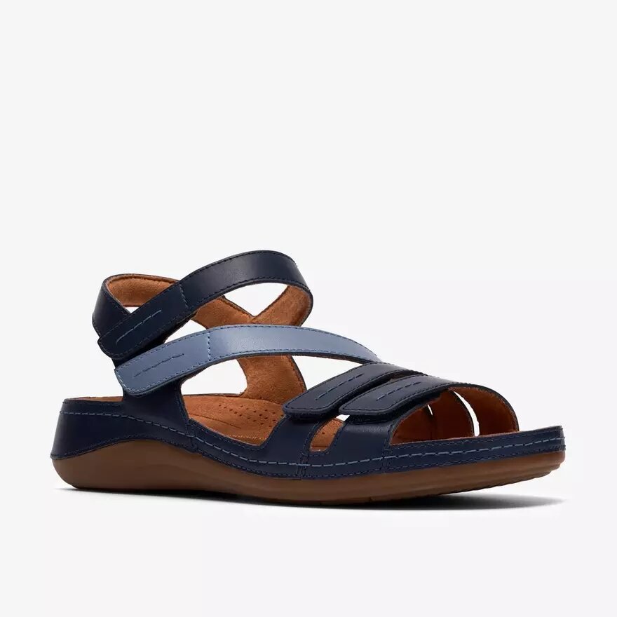 Damen-Flache Sandalen „Cecily Mix“ in Blau mit kombiniertem Obermaterial Damen-Flache Sandalen „Cecily Mix“ in Blau mit kombiniertem Obermaterial