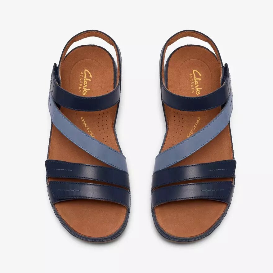 Damen-Flache Sandalen „Cecily Mix“ in Blau mit kombiniertem Obermaterial Damen-Flache Sandalen „Cecily Mix“ in Blau mit kombiniertem Obermaterial