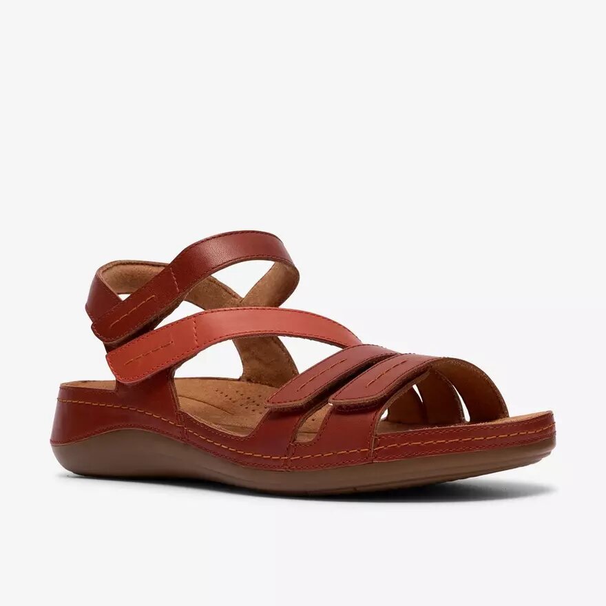 Damen-Flache Sandalen „Cecily Mix“ in gebranntem Orange Damen-Flache Sandalen „Cecily Mix“ in gebranntem Orange