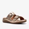 Damen-Flache Sandalen „Cecily Step“ aus champagnerfarbenem Leder Damen-Flache Sandalen „Cecily Step“ aus champagnerfarbenem Leder