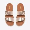 Damen-Flache Sandalen „Cecily Step“ aus champagnerfarbenem Leder Damen-Flache Sandalen „Cecily Step“ aus champagnerfarbenem Leder
