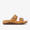 Damen-Flache Sandalen „Cecily Step“ aus hellbeigem Nubukleder