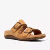 Damen-Flache Sandalen „Cecily Step“ aus hellbeigem Nubukleder