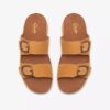 Damen-Flache Sandalen „Cecily Step“ aus hellbeigem Nubukleder