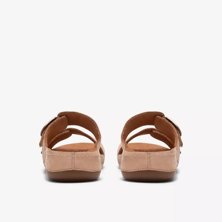Damen-Flache Sandalen „Cecily Step“ in Beige aus Nubukleder Damen-Flache Sandalen „Cecily Step“ in Beige aus Nubukleder
