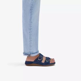 Damen-Flache Sandalen „Cecily Step“ in Marineblau aus Nubukleder