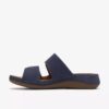 Damen-Flache Sandalen „Cecily Step“ in Marineblau aus Nubukleder