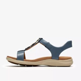 Damen-Flache Sandalen „Kitly Gem“ aus denimblauem Leder
