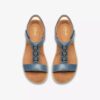 Damen-Flache Sandalen „Kitly Gem“ aus denimblauem Leder Damen-Flache Sandalen „Kitly Gem“ aus denimblauem Leder