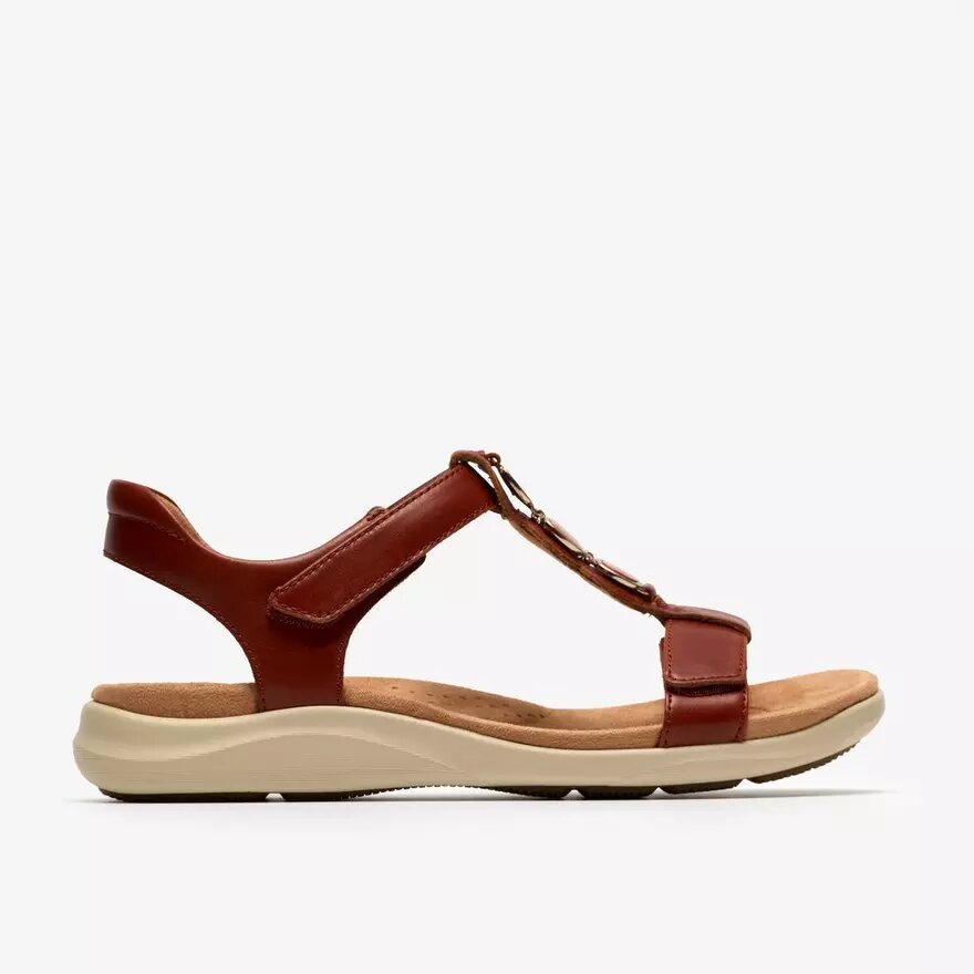 Damen-Flache Sandalen „Kitly Gem“ aus Leder in gebranntem Orange Damen-Flache Sandalen „Kitly Gem“ aus Leder in gebranntem Orange