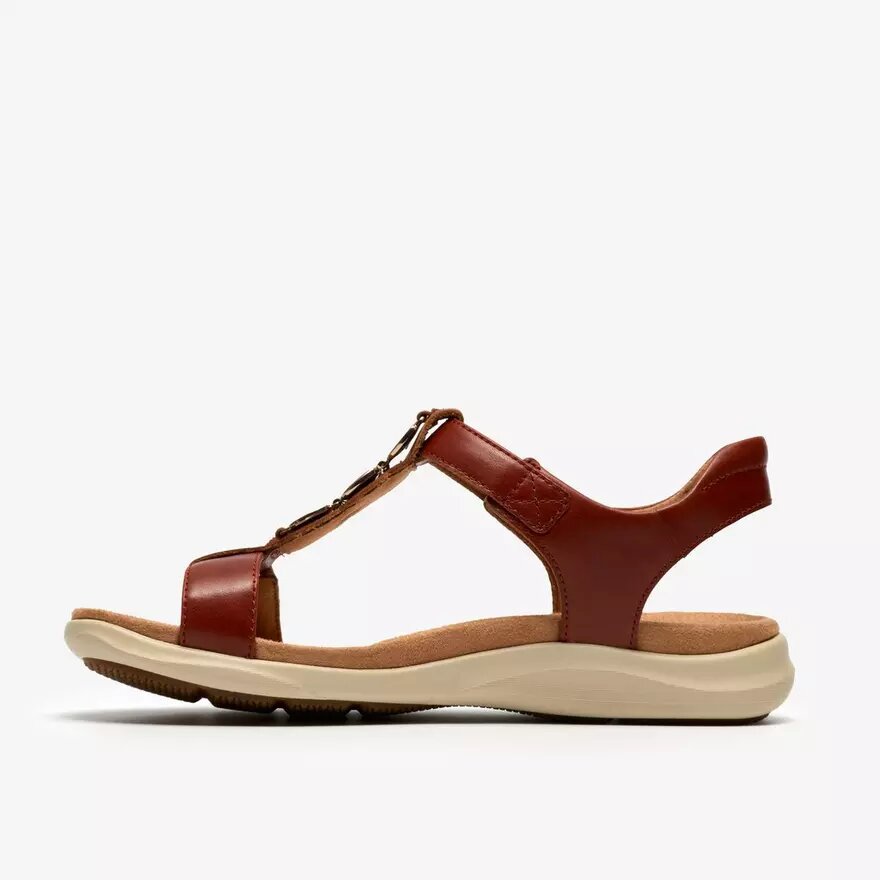 Damen-Flache Sandalen „Kitly Gem“ aus Leder in gebranntem Orange Damen-Flache Sandalen „Kitly Gem“ aus Leder in gebranntem Orange