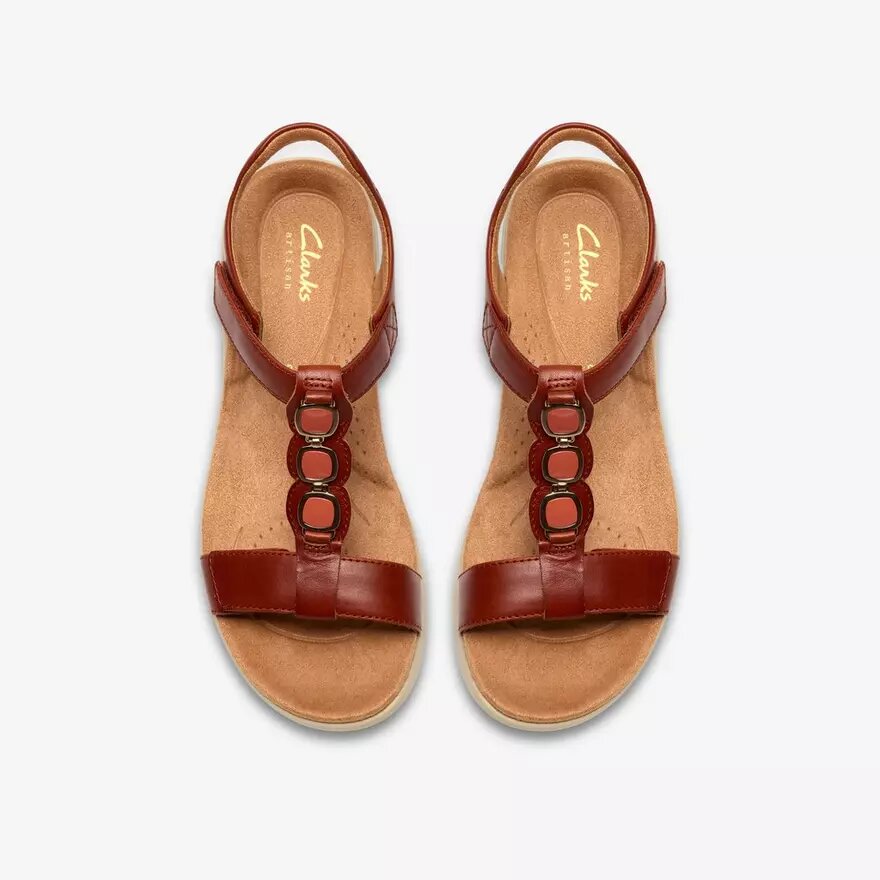 Damen-Flache Sandalen „Kitly Gem“ aus Leder in gebranntem Orange Damen-Flache Sandalen „Kitly Gem“ aus Leder in gebranntem Orange