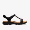 Damen-Flache Sandalen „Kitly Gem“ aus schwarzem Leder Damen-Flache Sandalen „Kitly Gem“ aus schwarzem Leder