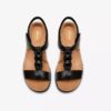 Damen-Flache Sandalen „Kitly Gem“ aus schwarzem Leder Damen-Flache Sandalen „Kitly Gem“ aus schwarzem Leder