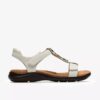 Damen-Flache Sandalen „Kitly Gem“ aus weißem Leder Damen-Flache Sandalen „Kitly Gem“ aus weißem Leder