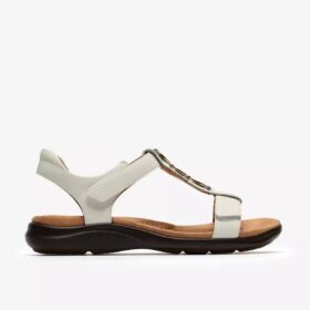 Damen-Flache Sandalen „Kitly Gem“ aus weißem Leder