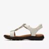Damen-Flache Sandalen „Kitly Gem“ aus weißem Leder Damen-Flache Sandalen „Kitly Gem“ aus weißem Leder