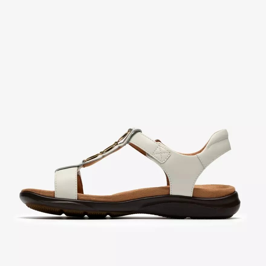 Damen-Flache Sandalen „Kitly Gem“ aus weißem Leder Damen-Flache Sandalen „Kitly Gem“ aus weißem Leder