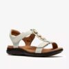Damen-Flache Sandalen „Kitly Gem“ aus weißem Leder Damen-Flache Sandalen „Kitly Gem“ aus weißem Leder