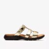 Damen-Flache Sandalen „Kitly Pearl“ aus champagnerfarbenem Leder