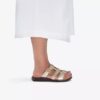 Damen-Flache Sandalen „Kitly Pearl“ aus champagnerfarbenem Leder