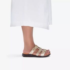 Damen-Flache Sandalen „Kitly Pearl“ aus champagnerfarbenem Leder