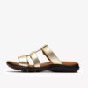 Damen-Flache Sandalen „Kitly Pearl“ aus champagnerfarbenem Leder