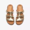 Damen-Flache Sandalen „Kitly Pearl“ aus champagnerfarbenem Leder
