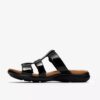 Damen-Flache Sandalen „Kitly Pearl“ in Schwarz, Lackleder